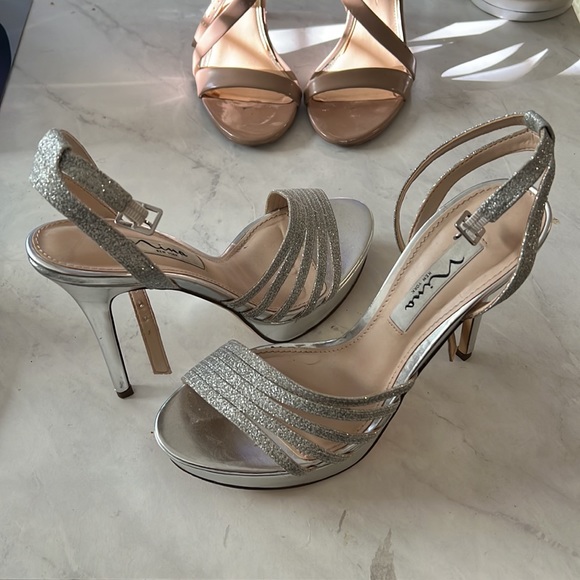 Nina silver sparkle shoes with platform - Picture 3 of 3